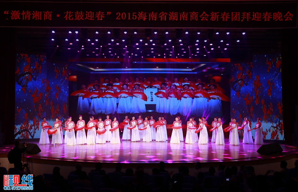 “激情湘商花鼓迎春”海南省湖南商会2015年新春团拜会圆满举行。（周宗贵 摄） (15).jpg